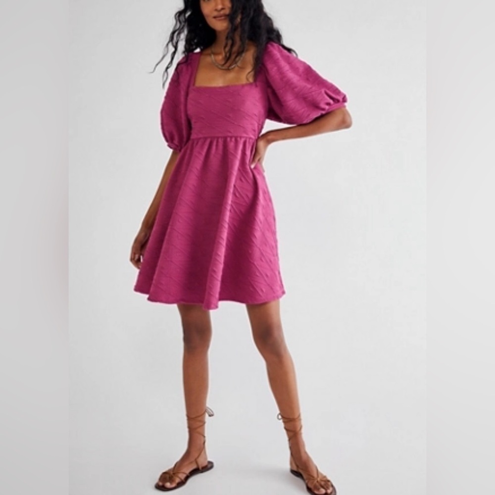 FREE PEOPLE Violet Puff Sleeve Mini Dress, Size X-small